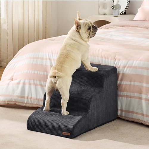 Lesure Dog Stairs for Small Dogs - 5 Step Pet Ramp with Non-Slip Bottom, Grey Z95181