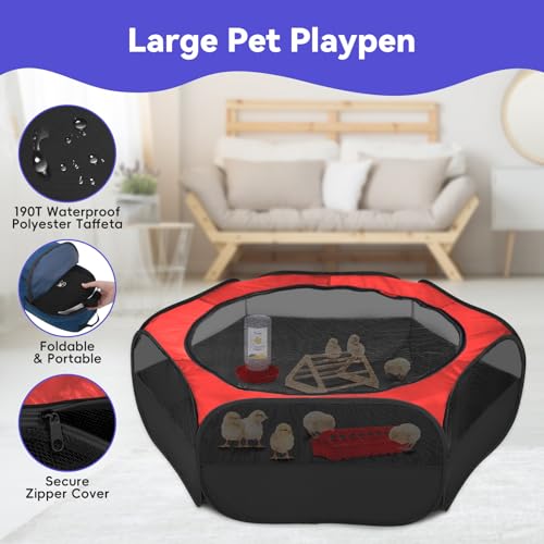 Pawaboo Small Animals Playpen, Waterproof Pet Cage Tent with Zippered Cover, Portable Outdoor Yard Fence, Green C9530