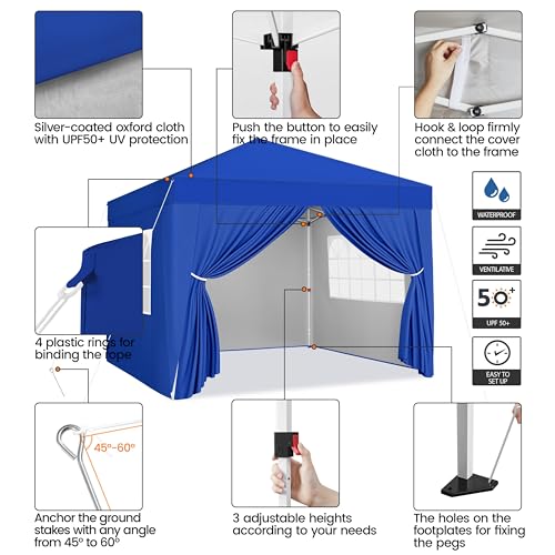 Yaheetech 10x10 Pop Up Canopy with 4 Removable Sidewalls, White F109731
