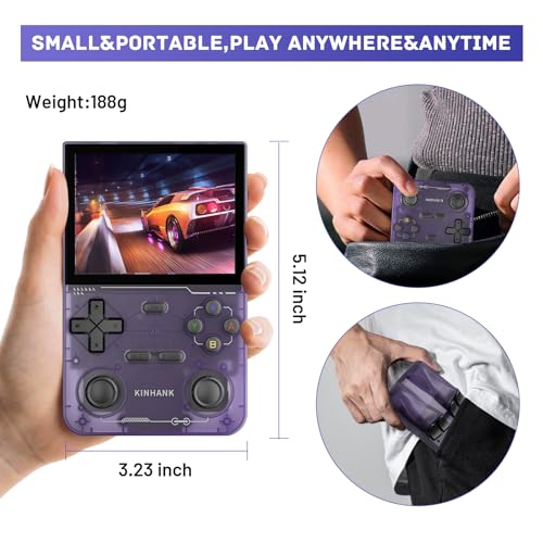 Kinhank K36 Retro Handheld Game Console with 9000+ Games, 64GB TF Card, 3.5 Inch IPS Screen (Black) U2328
