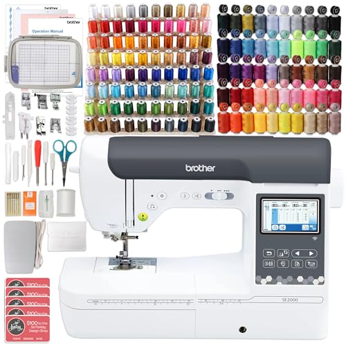 Brother SE2000 5" x 7" Combo Embroidery & Sewing Machine with Deluxe 130 Thread Spools & Accessories