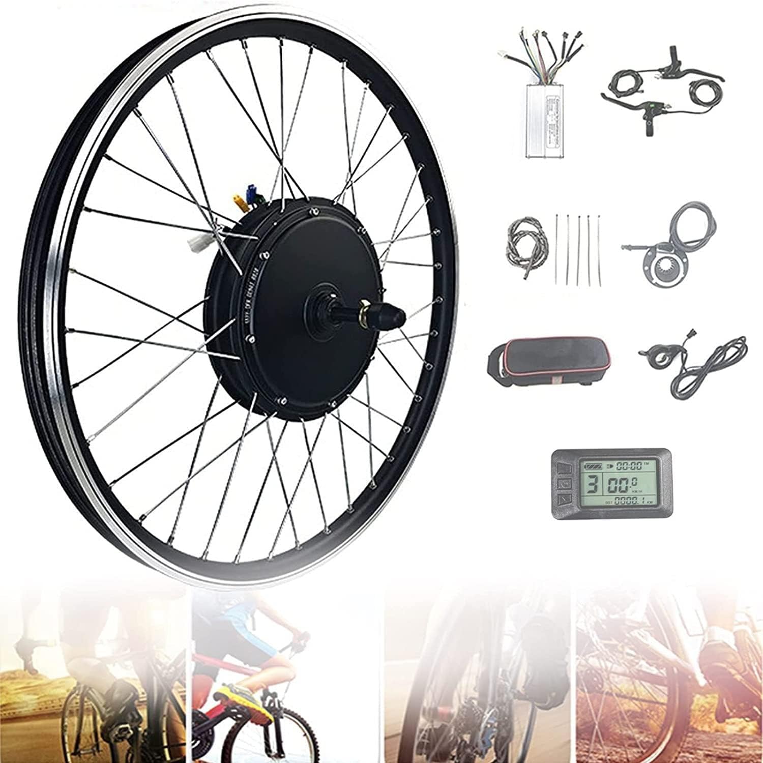 Ebike Conversion Kit for Electric Bike 20"/24"/26"/27.5"/28"/29"/700c Rear Wheel Electric Bicycle Hub Motor Kit with Mountain Bike Rim,26inch-48V/500W