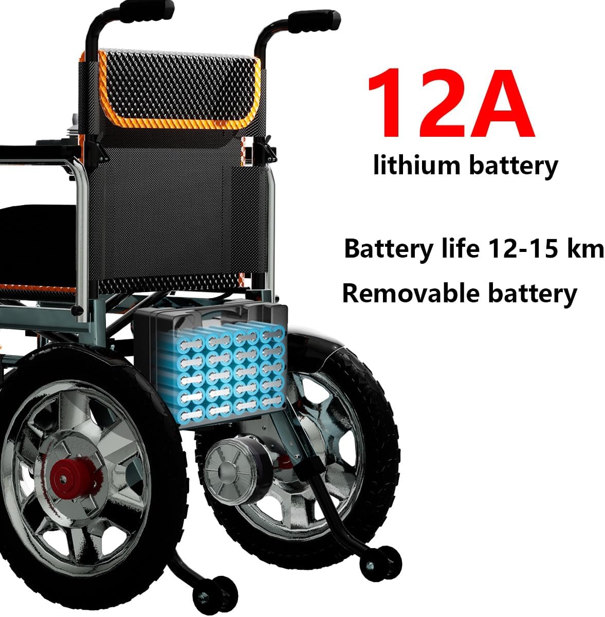 Electric Wheelchair for Adults 12 kilometer Long Travel Range Foldable All Terrain Motorized Wheelchair with 20AH Detachable Battery User Friendly Dual Brushless Motors