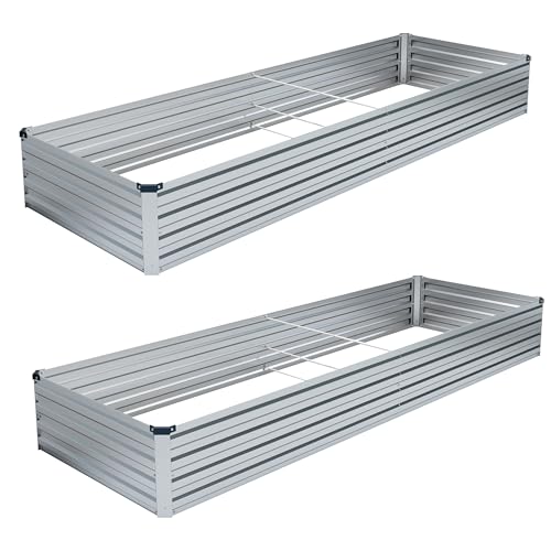 2PCS Galvanized Raised Garden Bed Kit, Metal Planter Box for Outdoor Planting Q36624