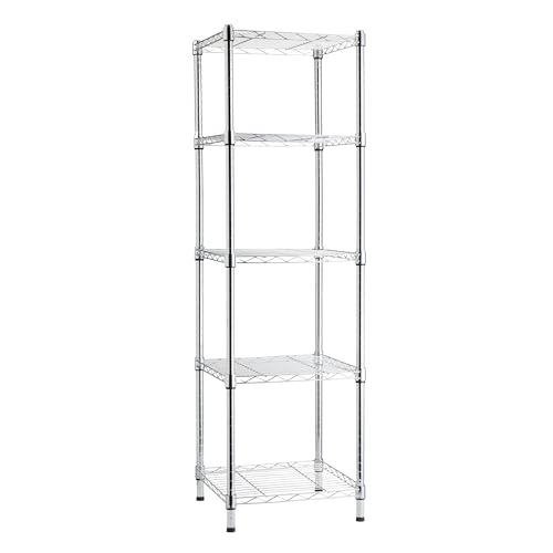 Amazon Basics 3-Shelf Adjustable Steel Wire Rack Storage Shelving, Chrome D243