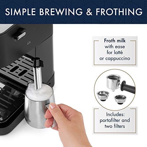 De'Longhi Stilosa Manual Espresso Machine, 15 Bar Pump, Milk Frother Y7680
