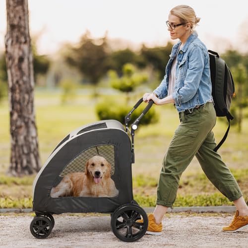 3 Wheel Dog Cat Puppy Stroller Foldable Lightweight Pet Wagon with Cup Holder S586803