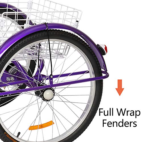 PEXMOR Adult Tricycle 7 Speed, 24/26 Inch 3 Wheel Bike with Baskets V3858