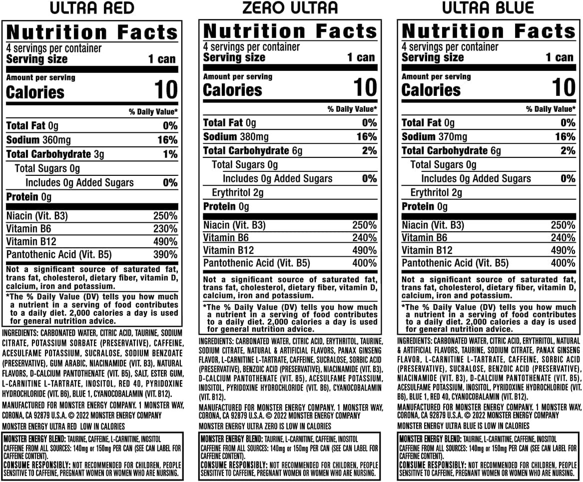 Monster Energy Ultra Variety Pack, Zero Sugar, 16 oz, 12 Pack X234768