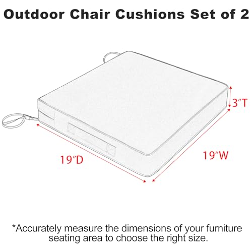 Favoyard Patio Chair Cushions 19 x 19 x 3 Inch Waterproof Outdoor Set of 2, Beige Q67095