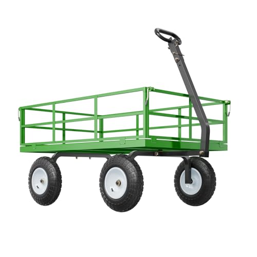 VEVOR 900 Lbs Heavy Duty Steel Garden Cart with 10" Tires and Removable Sides J262