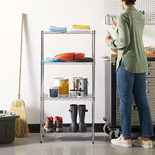 Amazon Basics 3-Shelf Adjustable Steel Wire Rack Storage Shelving, Chrome D243