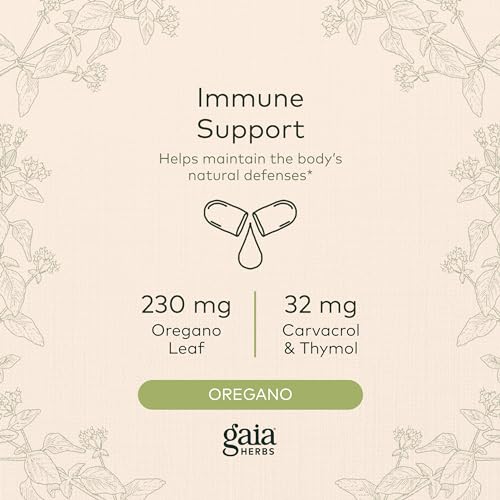 Gaia Herbs Oil of Oregano - Immune Support Supplement with Carvacrol and Thymol - 120 Vegan Capsules B179466