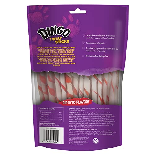 Dingo Twist Sticks Rawhide Chews with Real Chicken, 50 Count A216