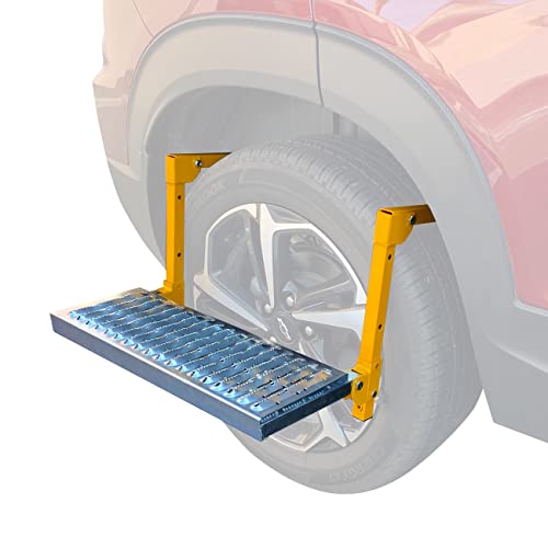 MAXXHAUL 50693 29.3" x 7.3" Adjustable Truck Tire Service Step with Non-Slip Platform Foldable 300-lb Capacity