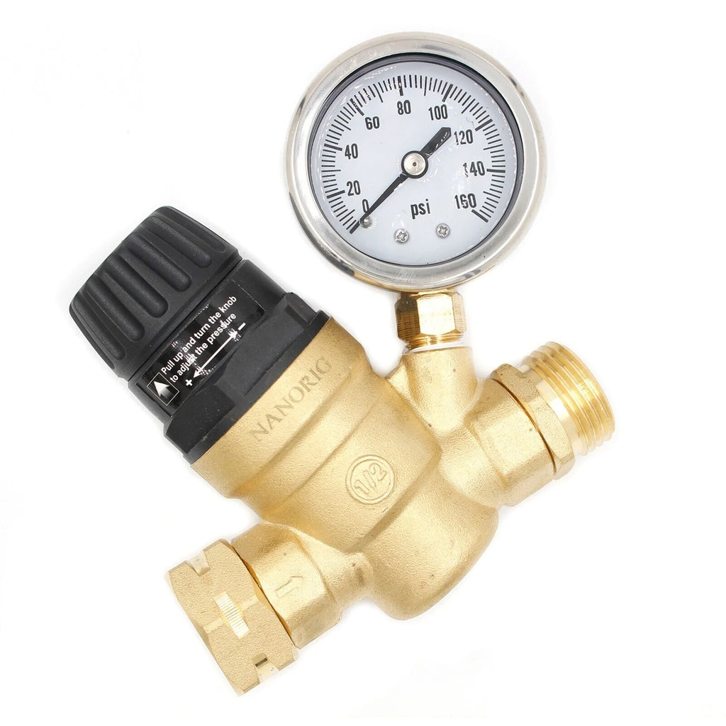 LIMICAR RV Water Pressure Regulator Brass Lead-Free with Gauge Z6193