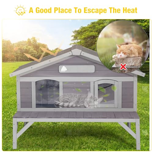 Aivituvin Cat House with Insulated Liner, Weatherproof Outdoor Shelter N454159