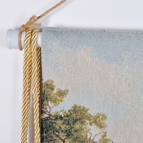 Vintage Nature Tapestry Wall Hanging with Telescopic Rod & Tassels I9744