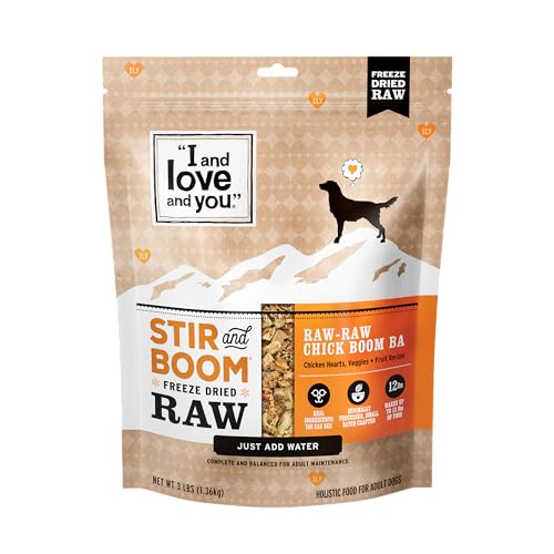 I AND LOVE AND YOU Stir and Boom Dehydrated Freeze Dried Raw Dog Food - Beef - Grain Free, Real Meat, No Fillers, 1lb Bag