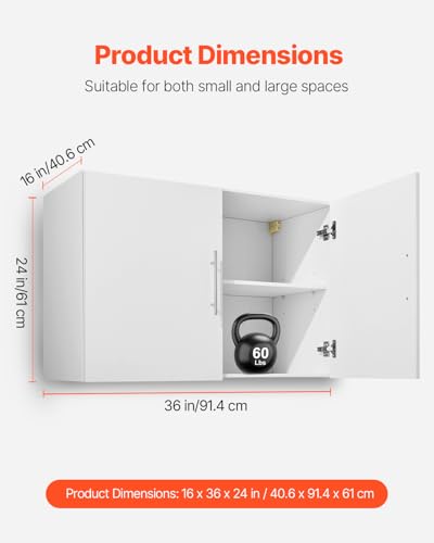 VEVOR 2-Tier Wall Mounted Laundry Cabinet with 2 Doors, White V508463