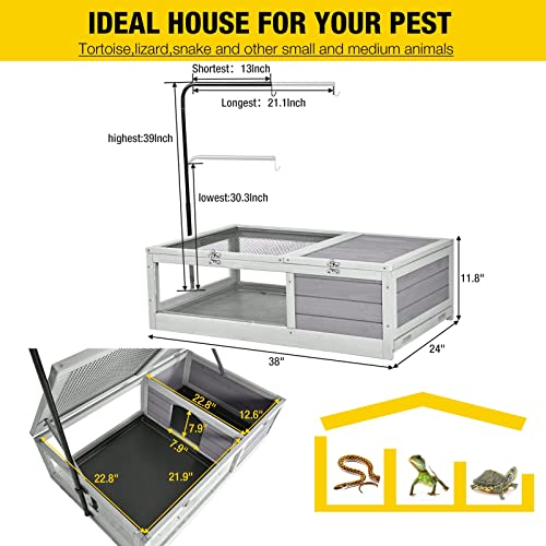 Aivituvin Tortoise House Wooden Enclosure, Indoor Outdoor Reptile Cage N830801