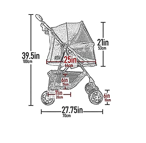 Pet Gear No-Zip Happy Trails Pet Stroller for Cats/Dogs, Easy Fold, Removable Liner N356