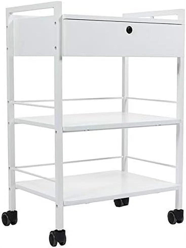 Pro Medical Dental Mobile Utility Cabinet Cart with Steel Frame and One Drawer L7394