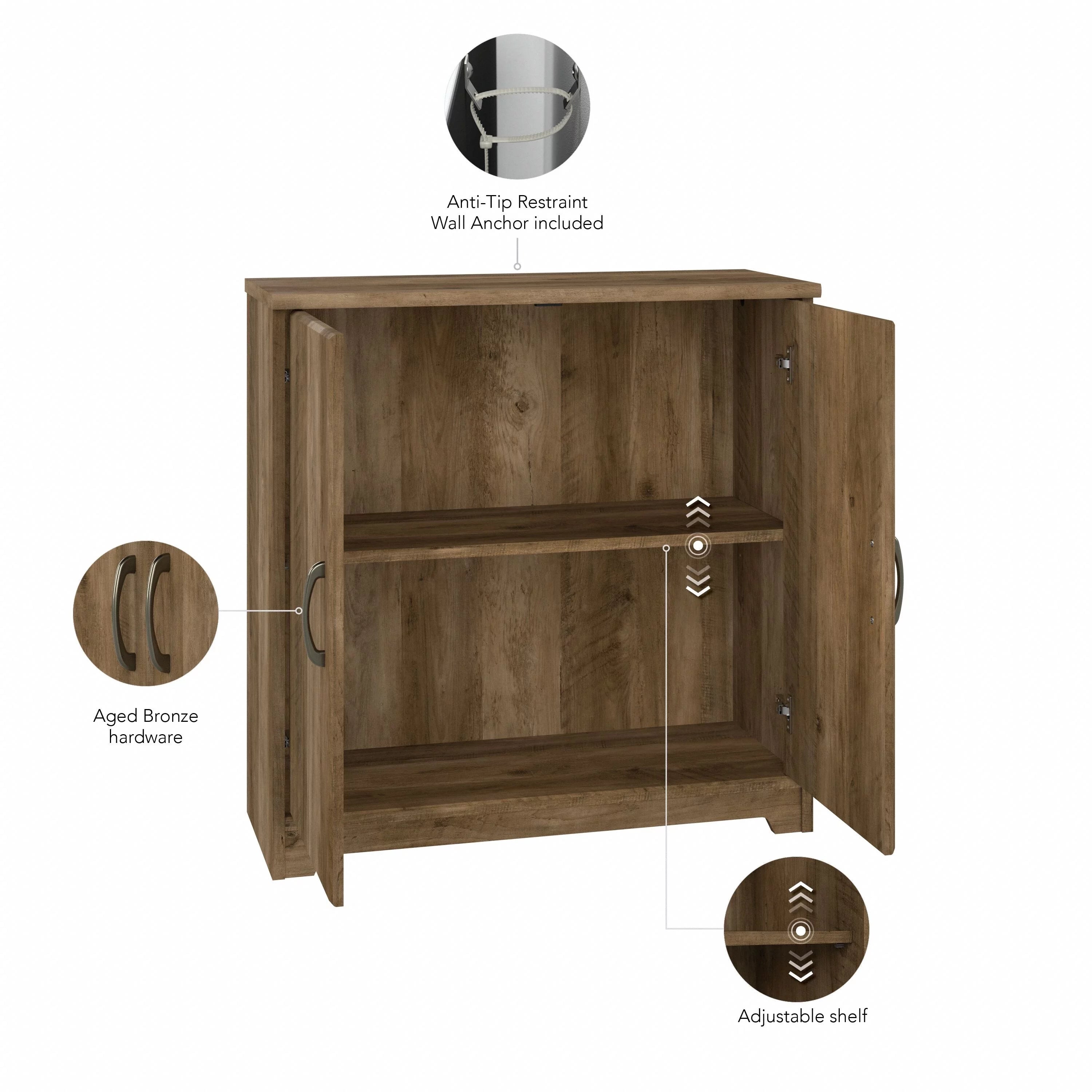 Bush Furniture Cabot Small Storage Cabinet in Reclaimed Pine T702
