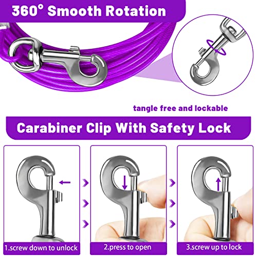 Purple Steel Dog Tie Out Cable for Yard, Large Dogs Up to 165 lbs H41696