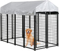 Dog Kennel Outdoor for Large Dog Heavy Duty Dog Fence Cage 8 X 4 X 6ft Metal Welded Wire Dog Pen with UV-Resistant Waterproof Roof