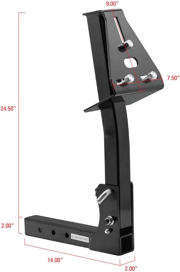Extreme Max 5001.5831 Pivoting Fold Down Hitch Mount Spare Tire Carrier for 2" Receivers M41994