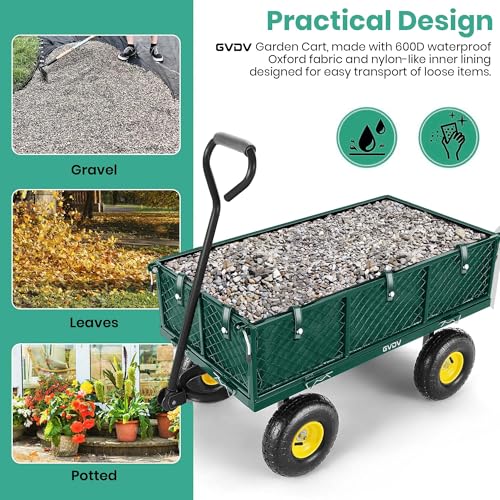 GVDV 660LB Folding Garden Wagon with Removable Sides and All-Terrain Wheels A23843