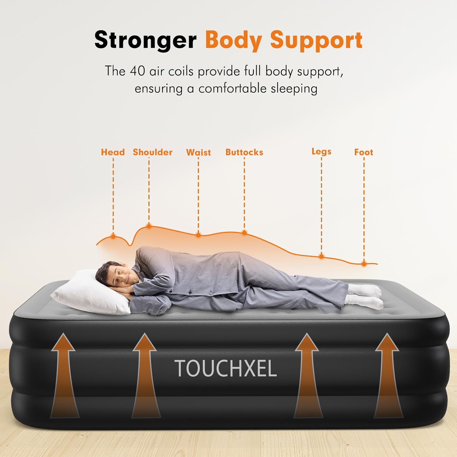 Queen Air Mattress with Built-in Double Pump, 18" Raised Inflatable Bed with Bag F9590