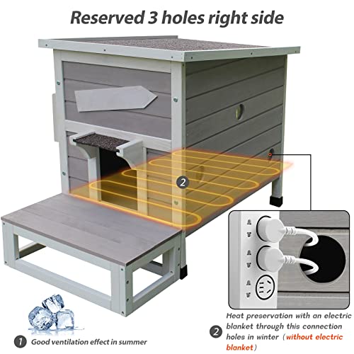 Rockever Outdoor Cat House, Large Wooden Weatherproof Shelter with Escape Door Z2462