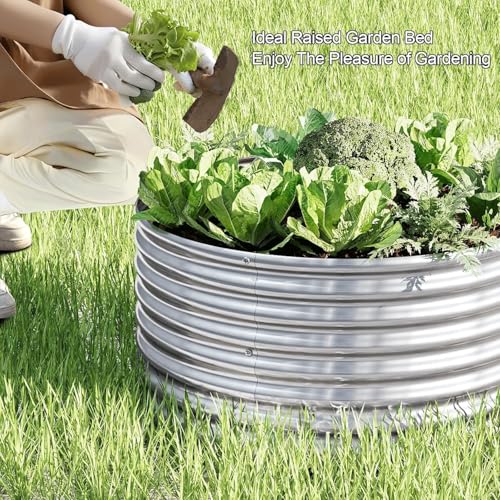 4 Pack 3x3FT Round Galvanized Raised Garden Bed for Vegetables Q3134