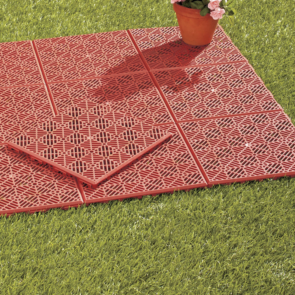 10 Interlocking Patio Walkway Tiles - Terra Cotta K4392