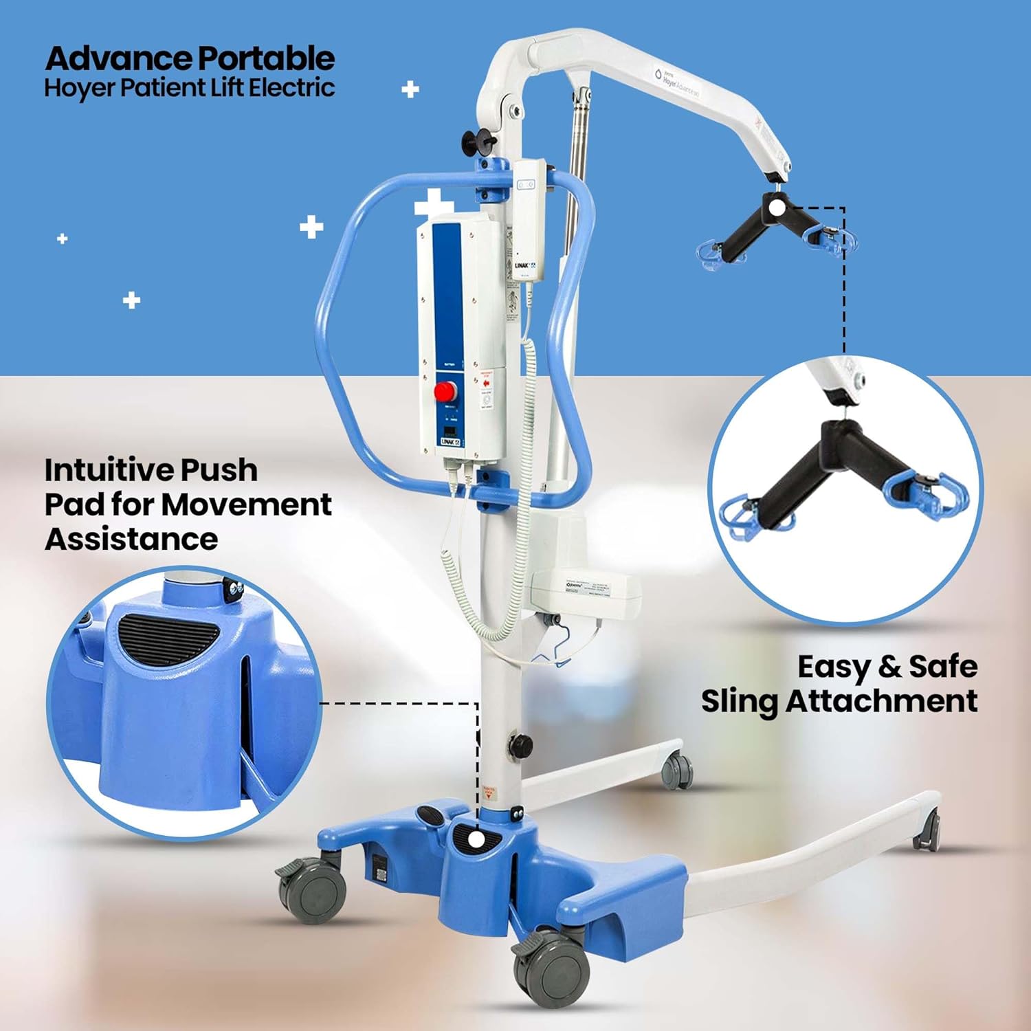 Joerns Hoyer Advance Portable Patient Lift, Electric, 340 Lbs Capacity B2203