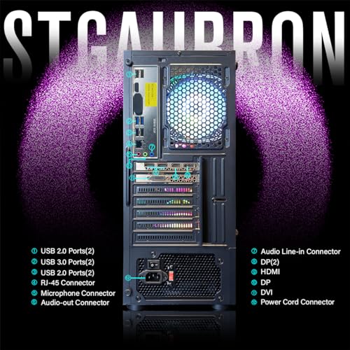 STGAubron Gaming PC Desktop, Intel Core i7, Radeon RX 580 8G, 16G RAM, 512G SSD G93438