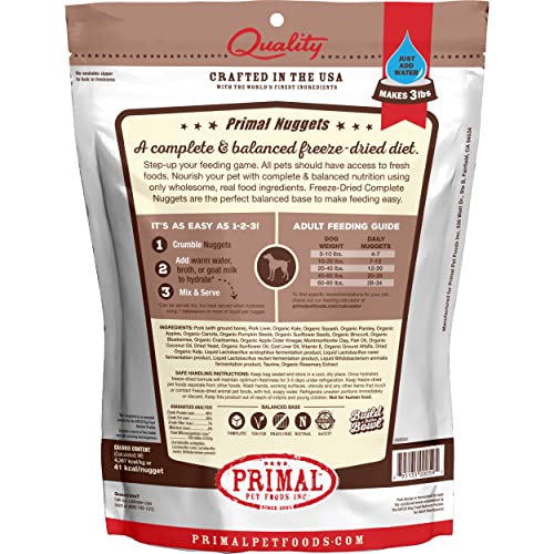 Primal Freeze Dried Dog Food Nuggets, Pork, Grain Free, 14 oz X399521