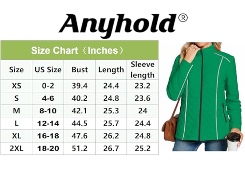 Anyhold Women's Lightweight Diamond Quilted Full Zip Jacket H23185
