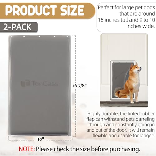 TonGass 2-Pack Dog Door Flap Replacement for PetSafe Freedom PAC11-11039, Large Magnetic Closure A4582