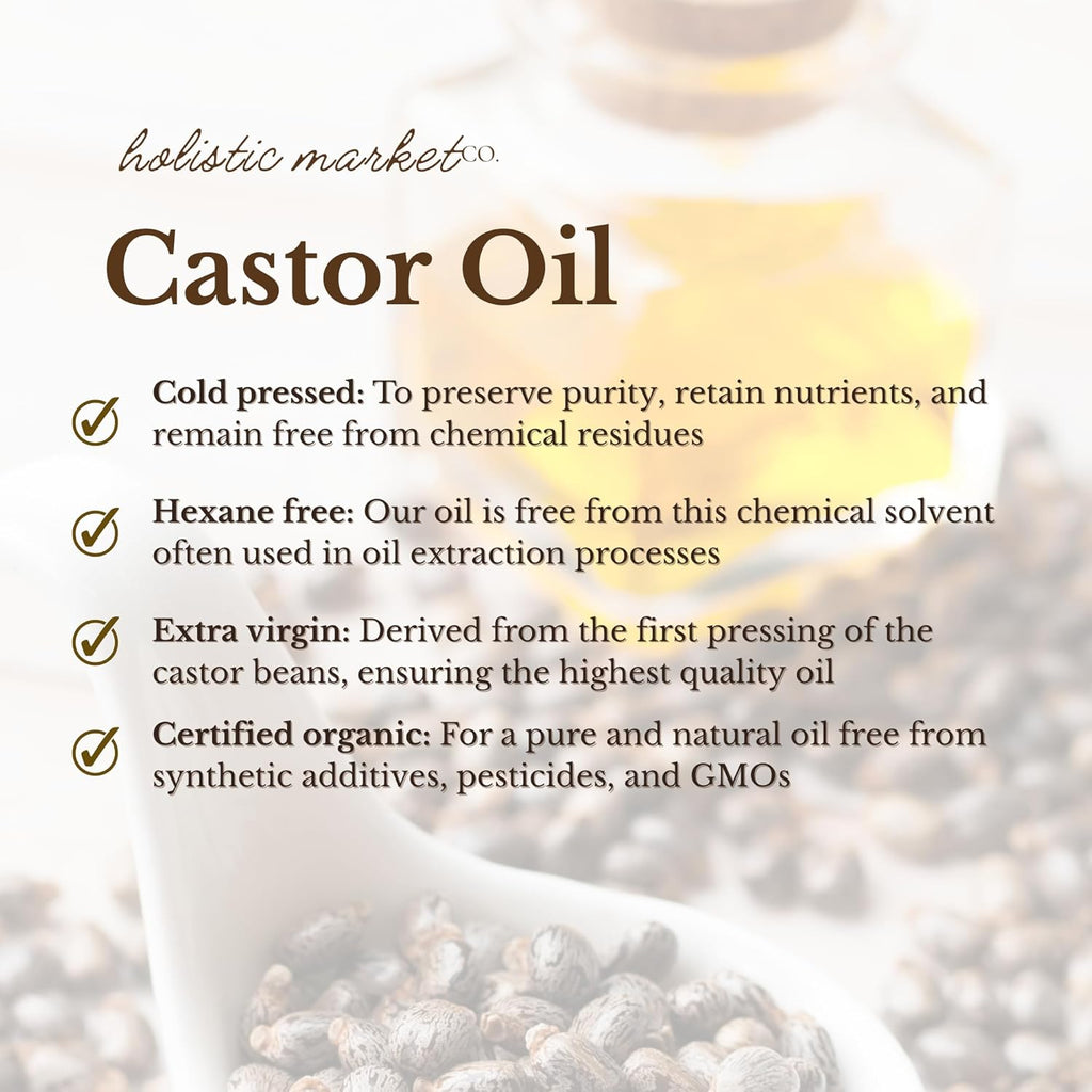 Castor Oil Certified Organic 100% Pure Cold Pressed Hexane Free M3584