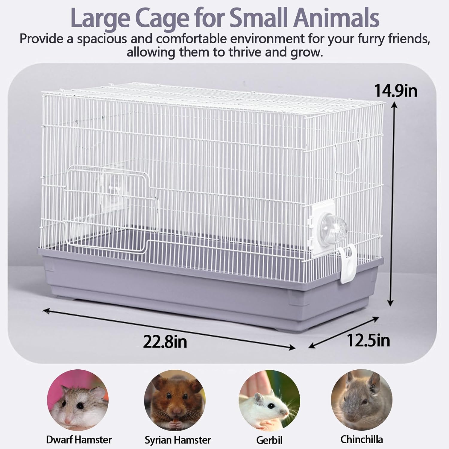 kathson Hamster Cage with Accessories, 3-Level, Grey E233111