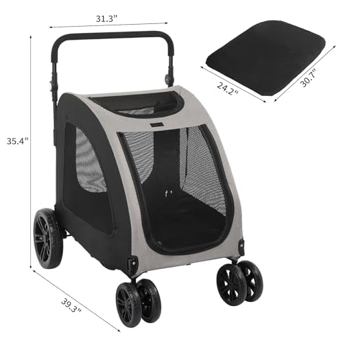 3 Wheel Dog Cat Puppy Stroller Foldable Lightweight Pet Wagon with Cup Holder S586803