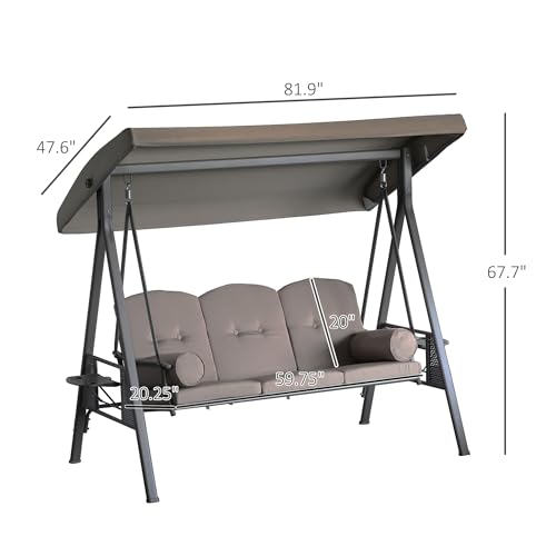 Outsunny 3-Seat Patio Swing Chair with Adjustable Canopy, Brown U4460