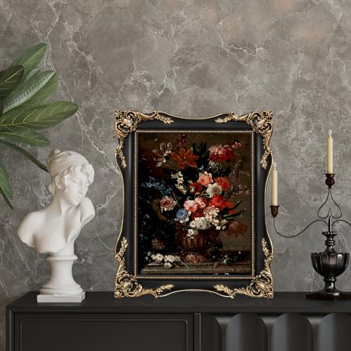 Black Vintage Picture Frame with Mat for 5x7 or 8x10 Photos E9622