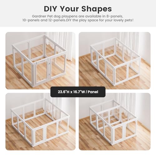 Clear Acrylic Dog Playpen 24" H Indoor Pet Fence for Puppy Small Dog Rabbit Cat R696