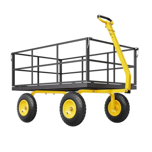 VEVOR 900 Lbs Heavy Duty Steel Garden Cart with 10" Tires and Removable Sides J262