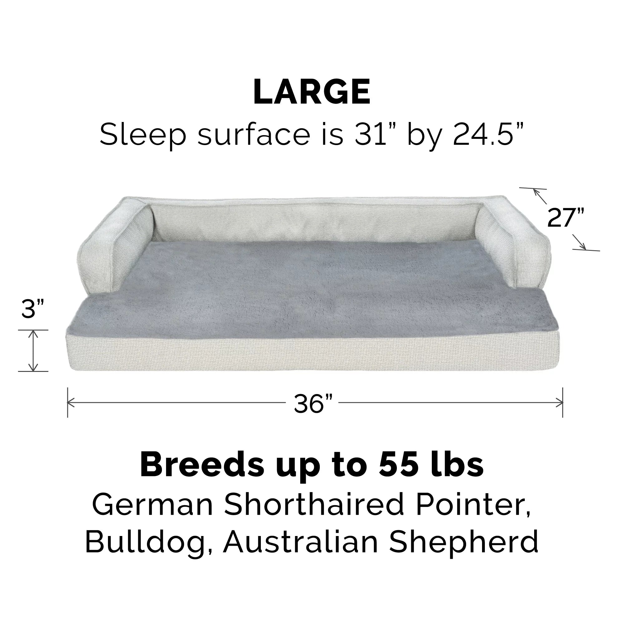 FurHaven Orthopedic Comfy Couch Dog Bed, Gray W9684
