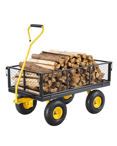 VEVOR 900 Lbs Heavy Duty Steel Garden Cart with 10" Tires and Removable Sides J262